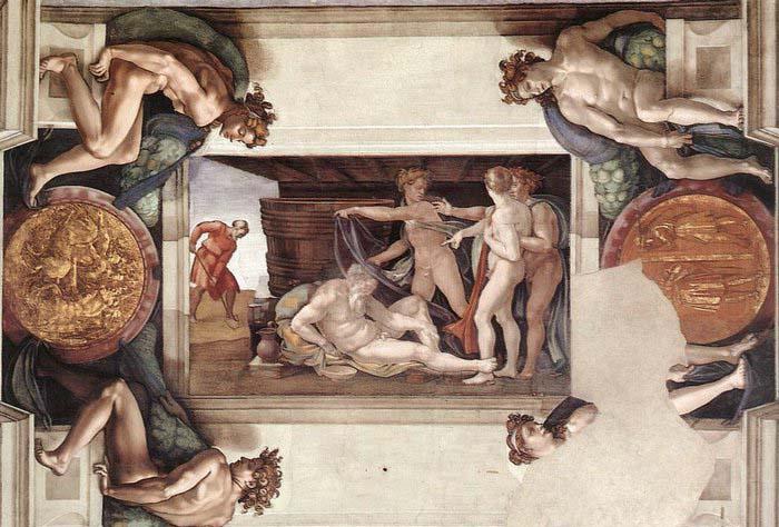 Michelangelo Buonarroti Drunkenness of Noah oil painting image